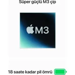 Apple MacBook Air M3 13'' 16GB 256GB SSD - Gece Yarısı - Teşhir (Sıfır Ayarında)
